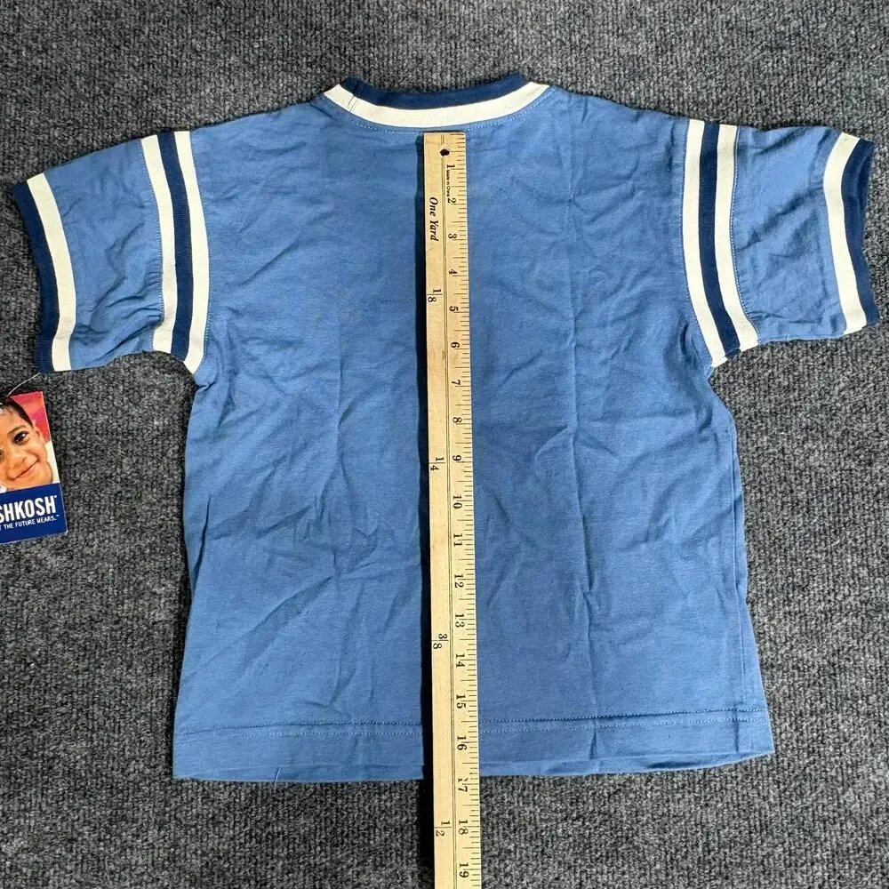 OshKosh B'gosh Shirt Boys 4 Blue Ringer Rhino Lake Sports Camp Graphic Tee